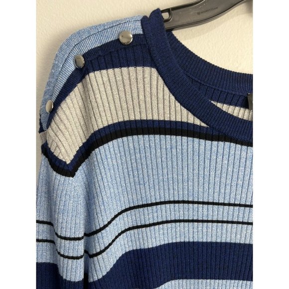 Investments Blue Striped Ribbed Sweater NWT Size 3X - Picture 3 of 6